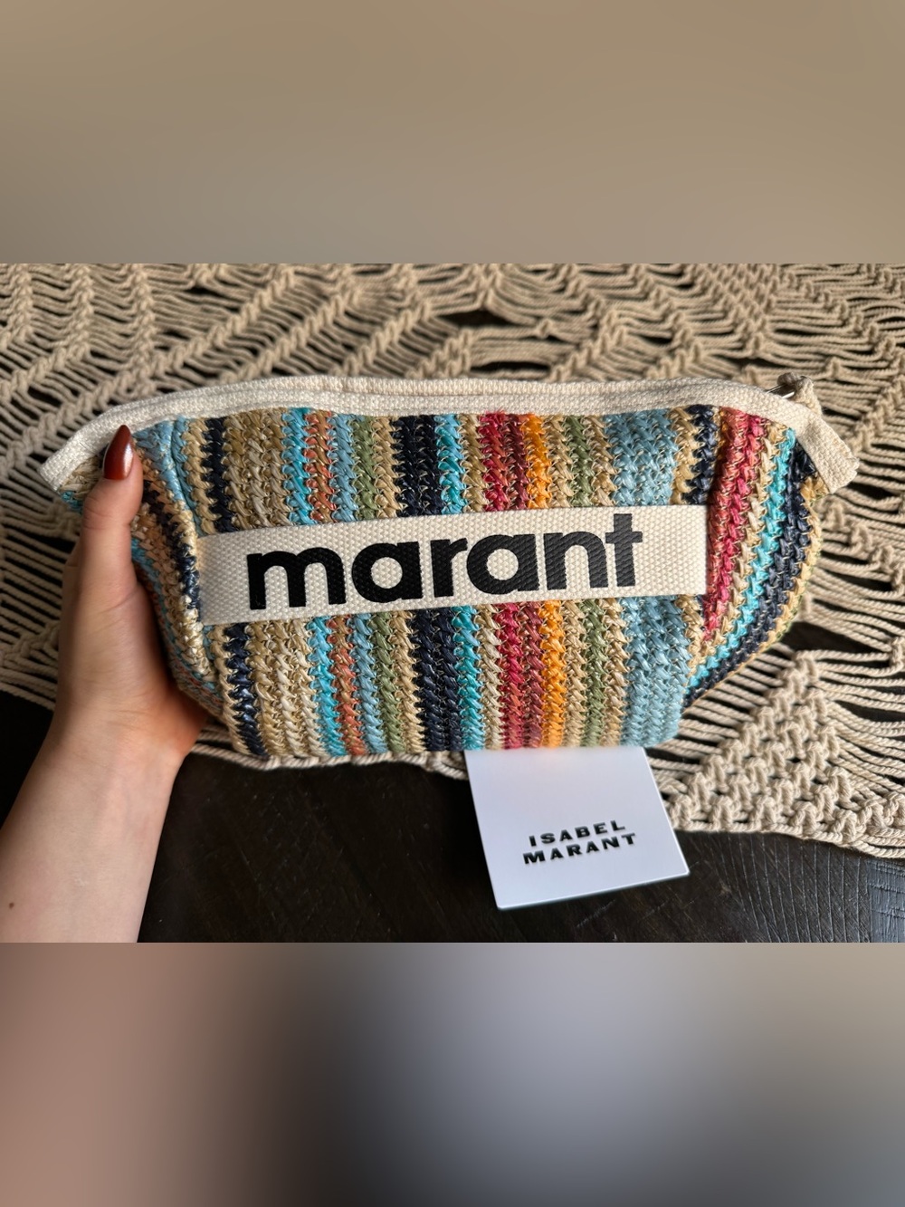 Isabel Marant Striped Woven Cosmetic Pouch in Multicolor - Picture 2 of 3